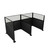 Acoustic Portable Partition Wall Pre-Configured Hush Panel Cubicles 6' x 6' W/ Window Black Woven Fabric - Black Trim