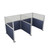 Pre-Configured Hush Panel Cubicle 6' x 6' W/ Window Navy Blue Woven Fabric - Silver Trim