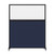 Hush Screen Portable Partition 5' x 6' Navy Blue Woven Fabric Clear Window With Wheels Black Trim