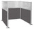 Pre-Configured U-Shape Cubicle with clear fluted windows and charcoal gray fabric