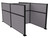 Pre-Configured Hush Panel Cubicles (H Shape) with no windows black frame all cloud gray fabric.