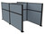 Pre-Configured Hush Panel Cubicles (H Shape) with no windows black frame all Steel Blue fabric.
