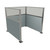 Portable Partition Wall Pre-Configured Hush Panel Cubicle, U Shape 6' x 6' W/ Window Powder Blue Woven Fabric - Silver Trim