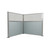 Acoustic Portable Partition Pre-Configured Hush Panel Cubicle, L Shape 6' x 6' L-Build W/ Window Powder Blue Woven Fabric - Silver Trim