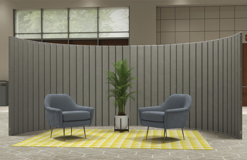 This Versipanel serves as the backdrop and absorbs the sounds as well