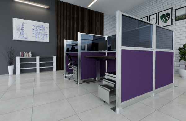 The office is using cubicle for employee's workspace