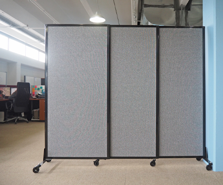 The wall-mounted QuickWall Sliding Partition is a semi-permanent solution for dividing space—no construction or permit required.