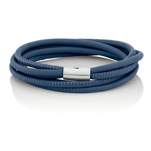 Blue Leather & Stainless Steel