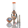 MK100 Glycerin Glass Honey Straw Freezable Nectar Collector Kit w/ x1 Titanium Nail, x1 Ceramic Nail, & WigWag Dab Dish - Orange