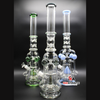 Elevated Bell Bottom Beaker w/ Quad Orb Smoke Diffusers, Tree Perc, & Ice Catcher 1485g Glass 22in. Waterpipe [WCG80-0052] Sold As Singles