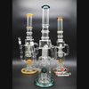 Ribbed Neck w/ Upper Shower Head Perc, Bottom Loop Perc, & Smoke Diffusers 1375g Glass 19in. Waterpipe [XT-0003]