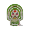 Skull Glass Ashtray - Green Heart Lock Skull