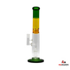 14in Dual Color Straight Tube 712g Glass Waterpipe w/ Ice Catcher & Perc [WCG30-0076] - Green & Amber