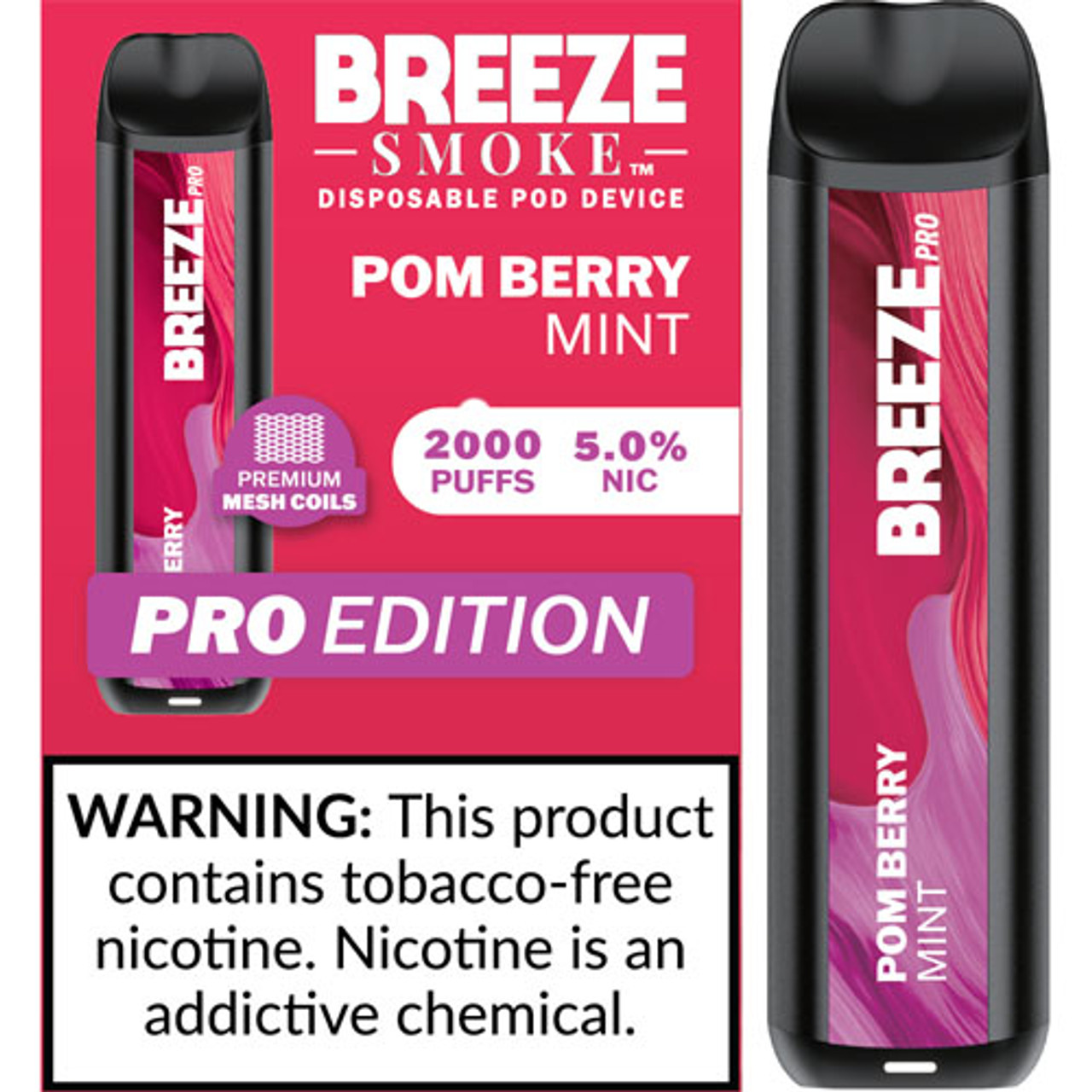 Breeze Smoke Pro 2000 Puffs 6ML TFN Disposable w/ Mesh Coil *Display of