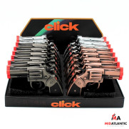 Click Dual Flame Revolver Design Lighters (Assorted Metallic Colors) *Display of 16* [Item# 05918-2]