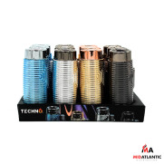 Techno Torch Rigid Triple Flame Lighters (Assorted Metallic Colors) Display of 12 [Model# 00266]