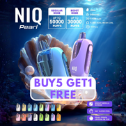NIQ Pearl 50K Puffs 50mg 20mL Disposables w/ Nebula Screen *Display of 5*