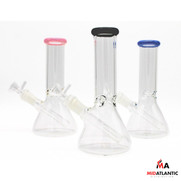 8in Glass Beaker Waterpipe w/ Ice Catcher (Assorted Colors) [Model# BTBK04]