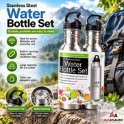 Bulk Buys 24 oz. Stainless Steel Sports Bottle Set *Case of 4*