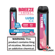 Breeze Smoke Pro Zero Nicotine 2000 Puffs 6ML Disposables w/ Mesh Coil *Display of 10*