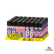 Clipper Lighter Printed Designs CP11 Classic Large Size Lighters Display of 48 - National Stars