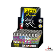 Clipper Lighter Printed Designs CKJ11 Jet Flame Large Size Lighters Display of 48 - Psychedelic 2