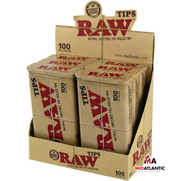 Raw Natural Unrefined Pre-Rolled Paper Tips 100ct Tins *Display of 6 Tins*