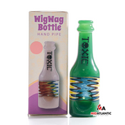 Toxic Wigwag Bottle 4in. Hand Pipe [Model#TXH12] *Sold As Singles* - Jade Green