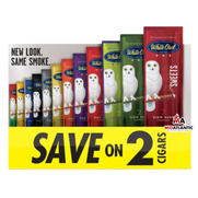 White Owl Cigarillos (Pre-Priced Pouches / 2x Cigarillos Per Pouch) *Display of 30* [NC ONLY]