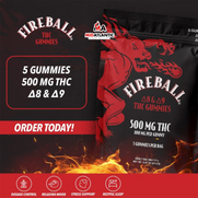 FireBall D9 Gummies (5x Gummies Per Pack) *Display of 10 Packs* - D9 + D8 Blend / 500mg Packs