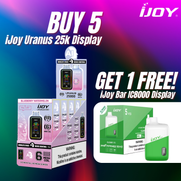 iJoy Uranus 25k Puffs 50mg 20mL Disposables w/ Ai Voice Controls *Display of 5* [BUY 5 Uranus 25k Puffs Displays GET 1 FREE]
