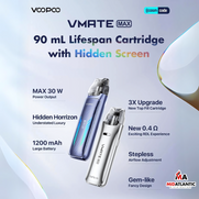 Voopoo Vmate MAX 1200mAh Pod System Kit w/ 2x Refillable 3mL Vmate Top Fill Pods *Pack of 2* Voopoo Vmate MAX 1200mAh Pod System Kit w/ 2x Refillable 3mL Vmate Top Fill Pods *Pack of 2*