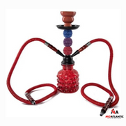 Zebra Smoke Disco 11in Double Hose Hookah (Assorted Colors)
