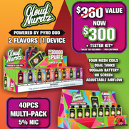Pyro Duo Cloud Nurdz Edition 30k Puffs 50mg 24mL Disposables *Variety Starter Kit w/ Testing Station*