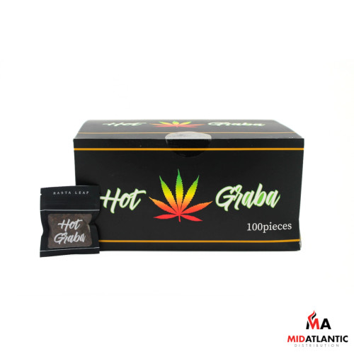 Rasta Leaf Premium Crushed Tobacco Hot Grabba Pouches *Display of 100* [NC ONLY]