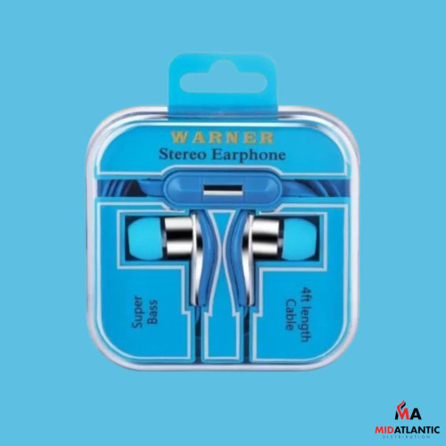 Warner Wiz Deluxe Royal Smart Phone Ear Buds w/ Mic [Model#66622] *Box of 12*