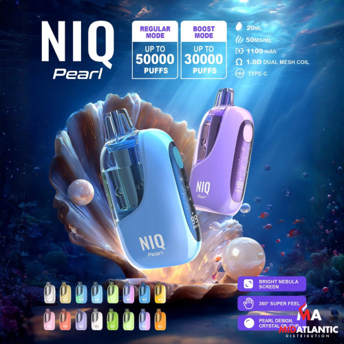 NIQ Pearl 50K Puffs 50mg 20mL Disposables w/ Nebula Screen *Display of 5* NIQ Pearl 50K Puffs 50mg 20mL Disposables w/ Nebula Screen *Display of 5*
