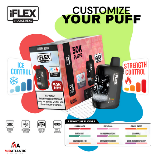 Juice Head iFlex 50K 50mg Metatine 18.7mL Disposables *Display of 5*