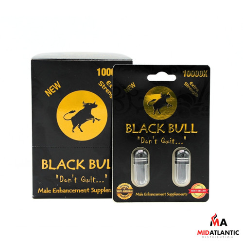 Black Bull 10000k Extra Strength Male Enhancement Capsules (2 Capsules Per Pack) *Display of 24*