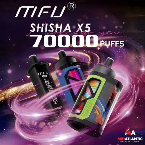 MFU Shisha X5 70K Puffs 50mg Disposables (Full Kit w/ 2x 18mL Pods) *Display of 5*