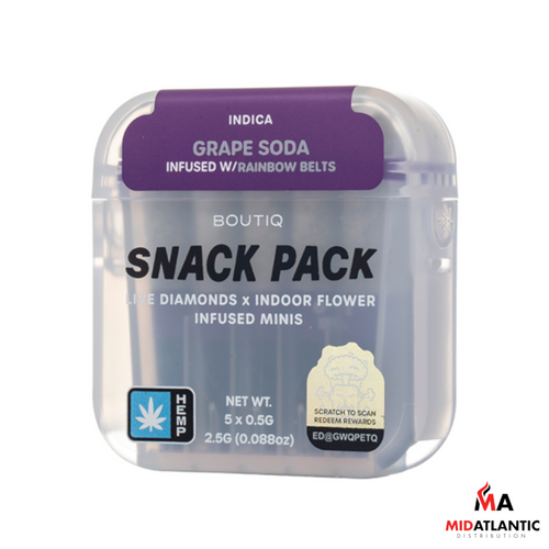 Boutiq Snack Pack THCA Live Diamond Infused Mini .5g Pre-Rolls (5 Pre-Rolls Per Pack) *Display of 10*
