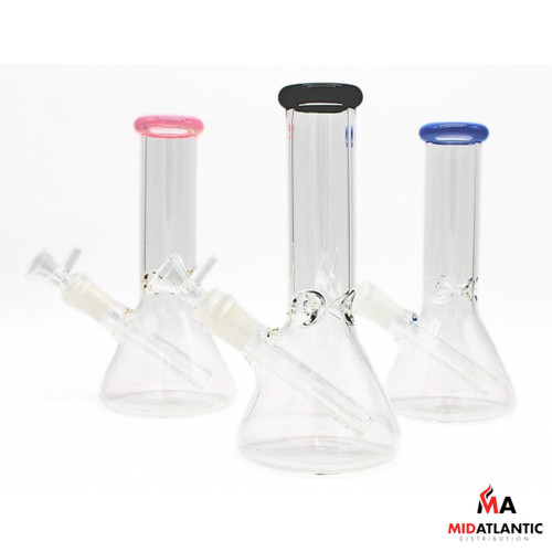 8in Glass Beaker Waterpipe w/ Ice Catcher (Assorted Colors) [Model# BTBK04]