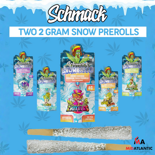 Schmack Snowballs Premium THCA Diamond Coated 4g Pre-Rolls (2 Pre-Rolls Per Pack) *Display of 10*