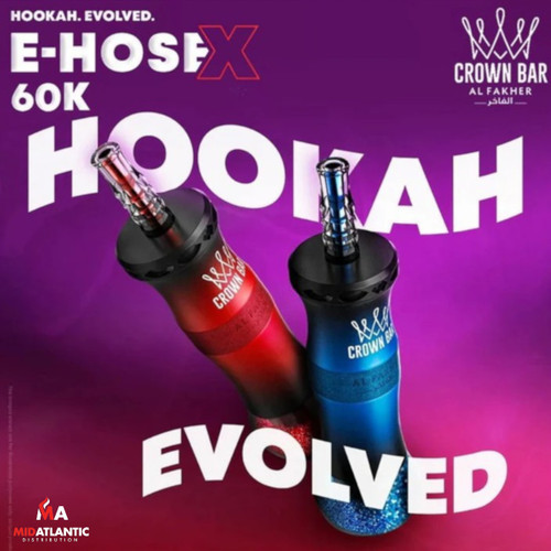Al Fakher 60k Puffs 6mg (0.6% Metatine) Crown Bar E-Hose X Hookah 50mL Disposables *Display of 5*