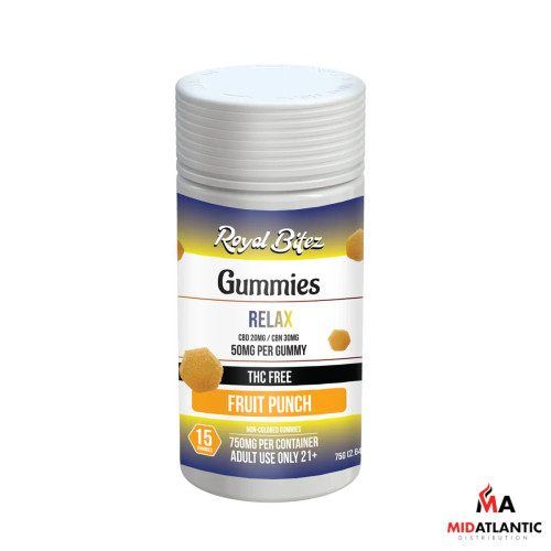RA Royal Relax Royal Bitez 750mg D9 + CBD Gummies (15 Gummies Per Jar) *Sold As Singles*