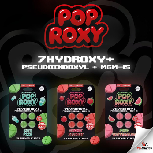 Pop Roxy Triple Stack Blend 120mg 7-Hydroxy+ 20mg Pseudo + 60mg MGM15 Tablets (4 Tablets Per Pack) *Display of 10*