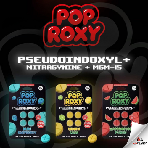Pop Roxy Supreme Kratom Blend 100mg MIT + 20mg Pseudo + 80mg MGM15 Tablets (4 Tablets Per Pack) *Display of 10*
