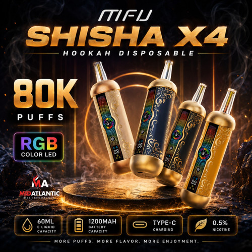 MFU Shisha X4 80K 0.5% Hookah Disposable *Display of 5*