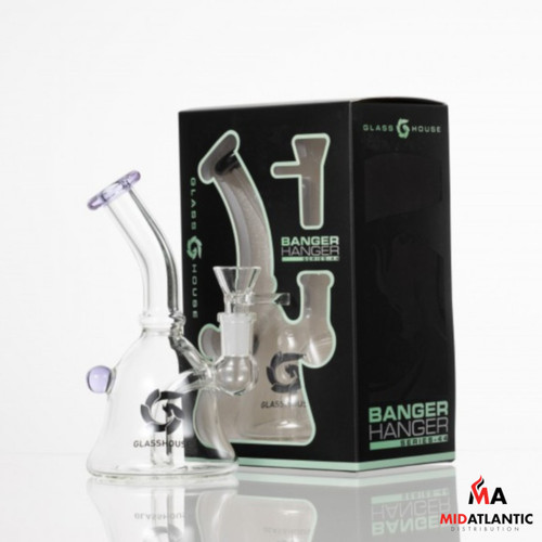 Glass House 7.5in Flared Button Banger Hanger Waterpipe [Model # HHP-044]