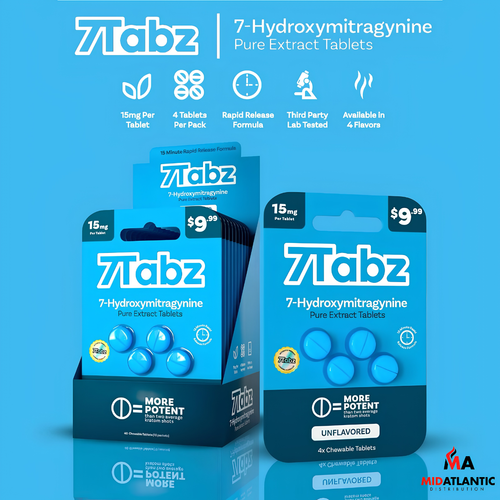 7Tabz 15mg 7-Hydroxy Kratom Tablets (Pre-Priced $9.99 / 4 Tablets Per Pack) *Display of 10*